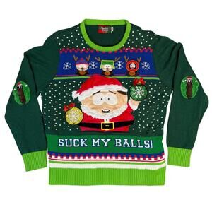 South Park Christmas Sweater Cartman Light Sounds Ugly Suck My Balls Sz L Trendy